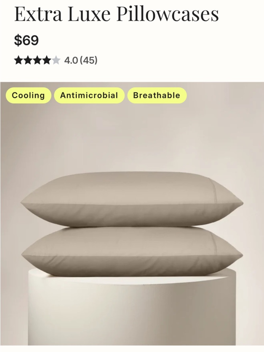 Miracle Extra Luxe Pillowcases Natural sand